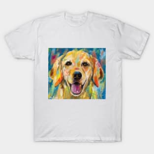 Artistic and Colorful Painting of Golden Retriever Smiling T-Shirt